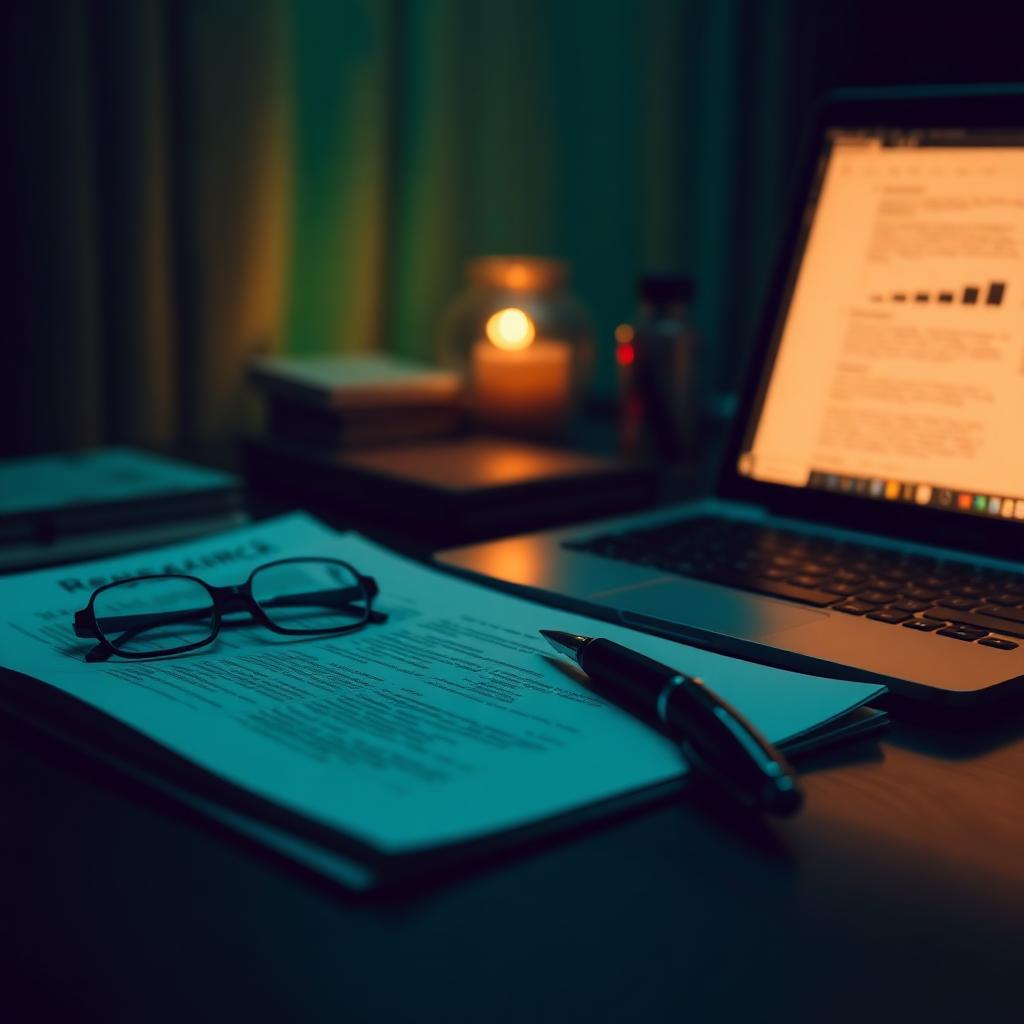 An executive briefing document on a desk at dusk